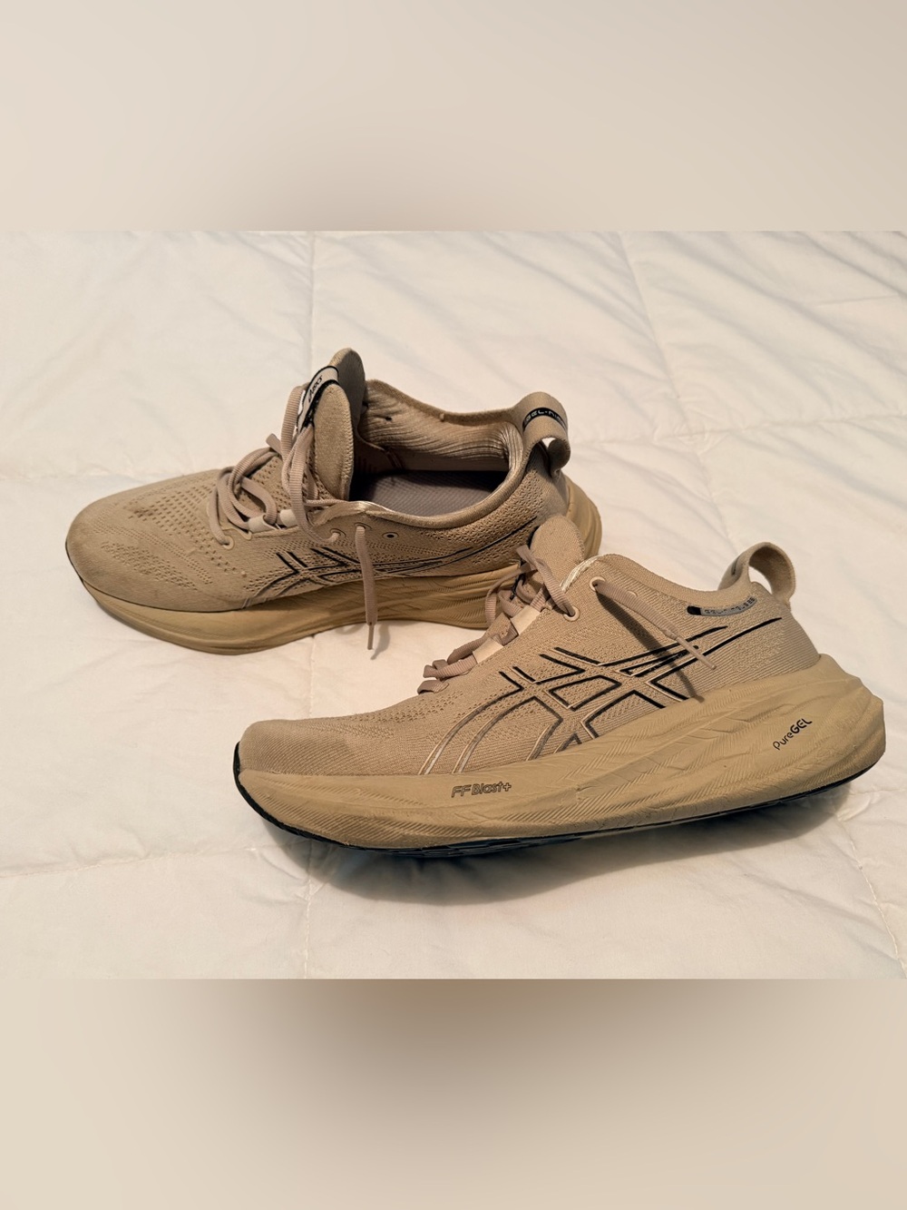 ASICS Men’s Running Shoes in Taupe Beige with Black Accents